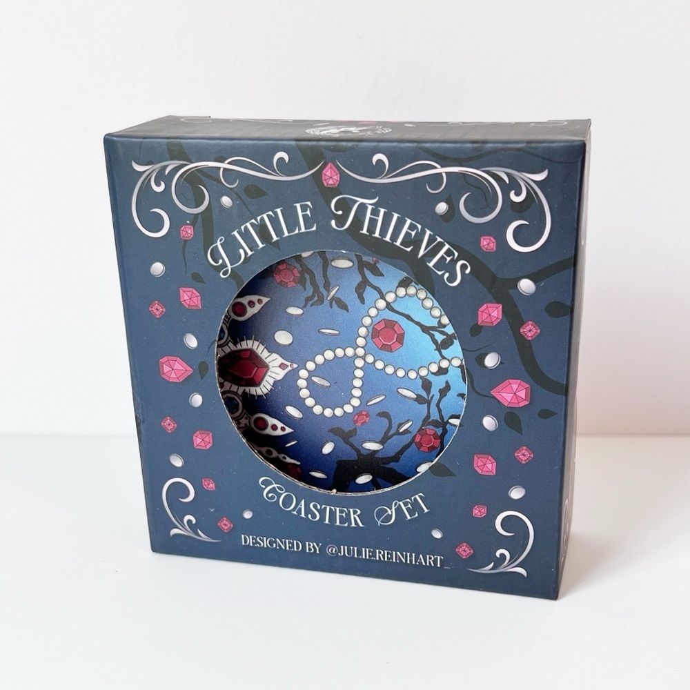 FairyLoot Little Thieves Coaster Set Blue Julie Reinhart Ceramic Bookish Merch